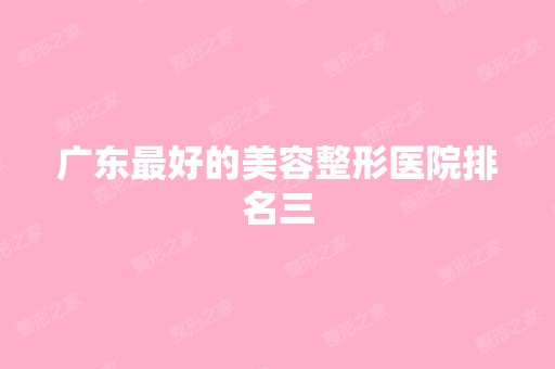 广东比较好的美容整形医院排名三