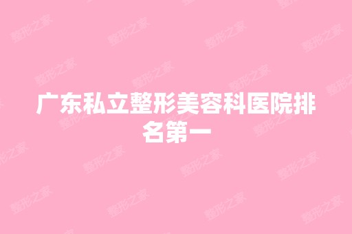 广东私立整形美容科医院排名第一