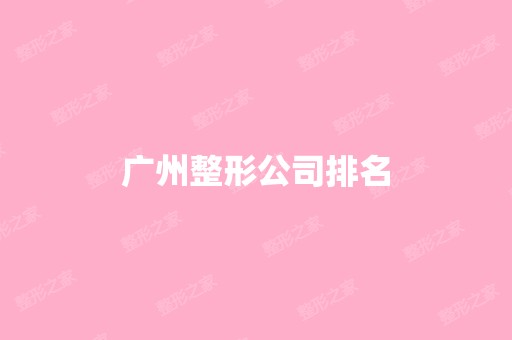 广州整形公司排名