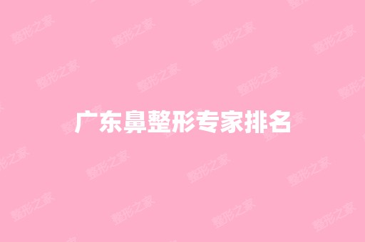 广东鼻整形专家排名