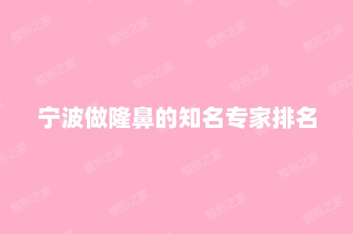 宁波做隆鼻的知名专家排名