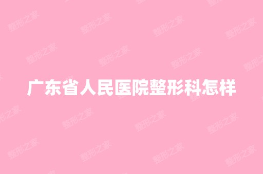 广东省人民医院整形科怎样