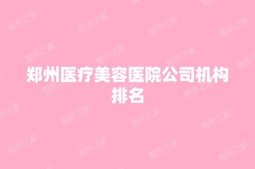 郑州医疗美容医院公司机构排名