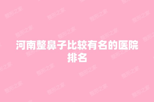 河南整鼻子比较有名的医院排名