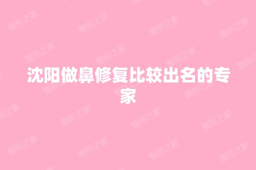 沈阳做鼻修复比较出名的专家