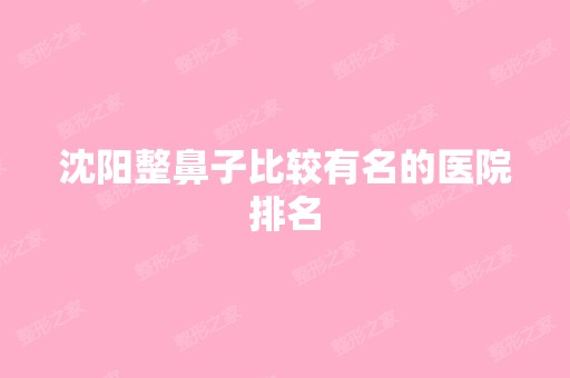 沈阳整鼻子比较有名的医院排名