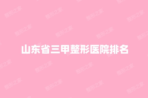 山东省三甲整形医院排名