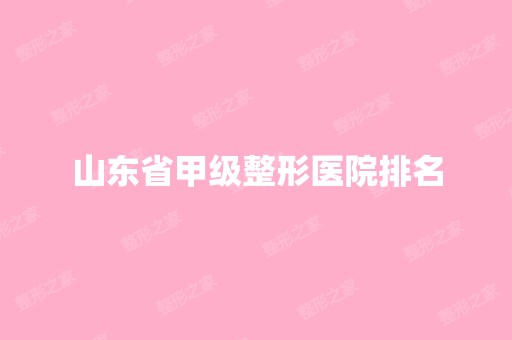 山东省甲级整形医院排名