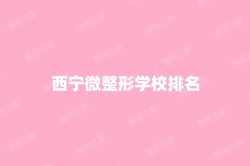 西宁微整形学校排名