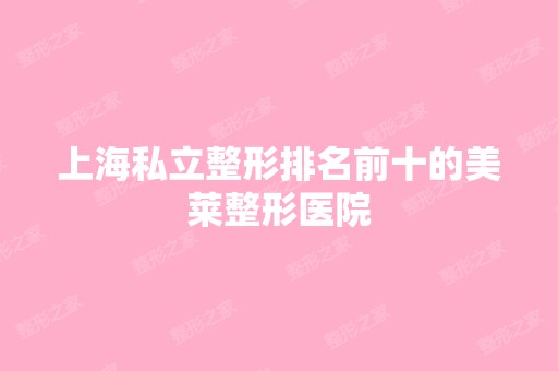 上海私立整形排名前十的美莱整形医院