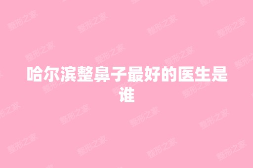 哈尔滨整鼻子比较好的医生是谁