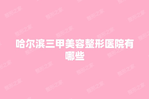 哈尔滨三甲美容整形医院有哪些