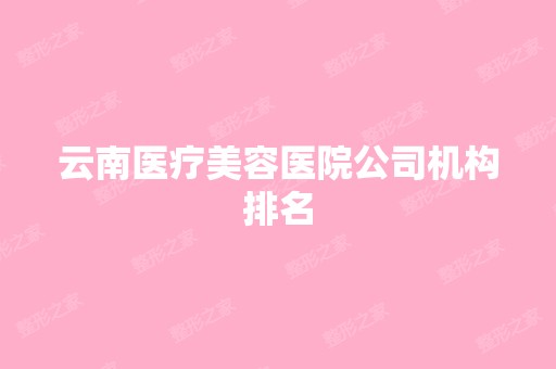 云南医疗美容医院公司机构排名