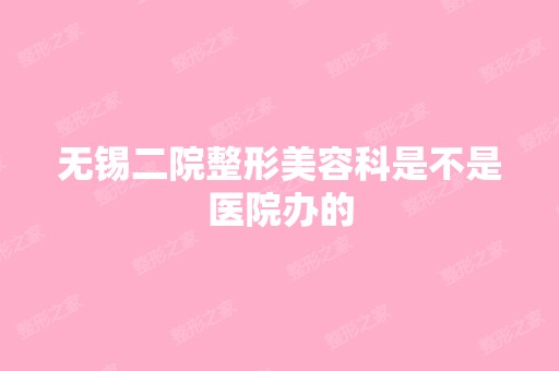 无锡二院整形美容科是不是医院办的