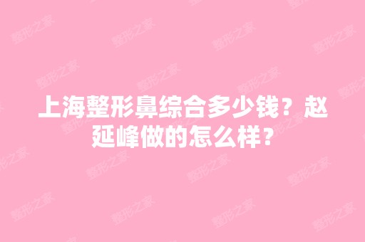 上海整形鼻综合多少钱？赵延峰做的怎么样？