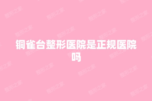 铜雀台整形医院是正规医院吗