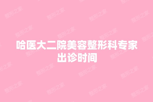 哈医大二院美容整形科专家出诊时间