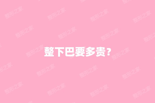 整下巴要多贵？