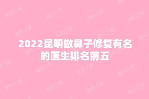 2024昆明做鼻子修复有名的医生排名前五