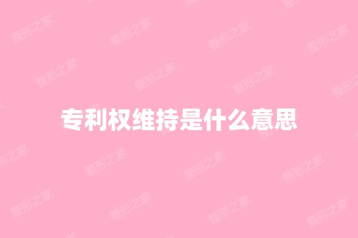 专利权维持是什么意思