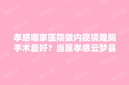 孝感哪家医院做内窥镜隆胸手术比较好？当属孝感云梦县人民医院、环亚、孝感仁