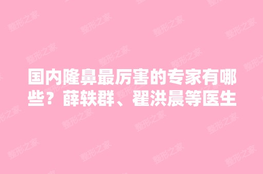 国内隆鼻厉害的专家有哪些？薛轶群、翟洪晨等医生你知道几个？