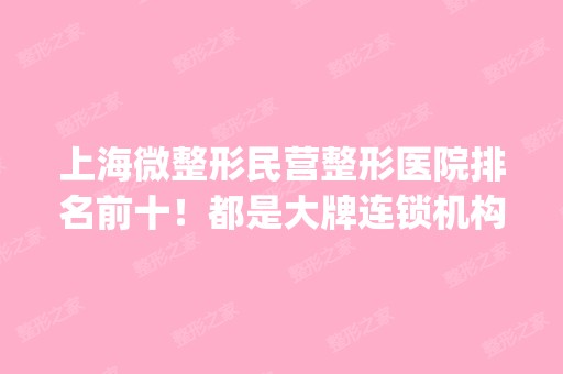 上海微整形民营整形医院排名前十！都是大牌连锁机构_价格表2024！