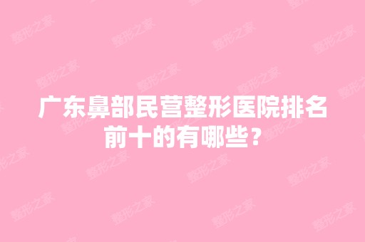 广东鼻部民营整形医院排名前十的有哪些？