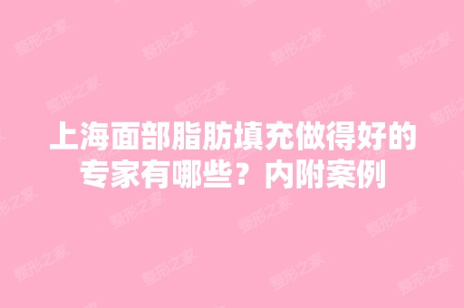 上海面部脂肪填充做得好的专家有哪些？内附案例