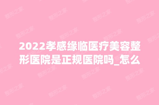 2024孝感缘临医疗美容整形医院是正规医院吗_怎么样呢_是公立医院吗