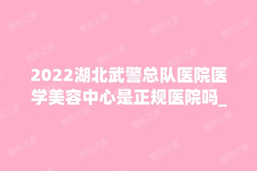 2024湖北武警总队医院医学美容中心是正规医院吗_怎么样呢_是公立医院吗