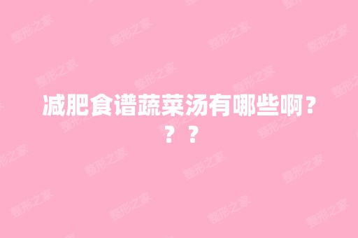 减肥食谱蔬菜汤有哪些啊？？？