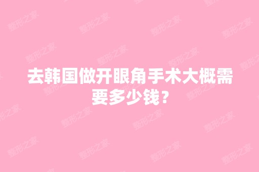 去韩国做开眼角手术大概需要多少钱？