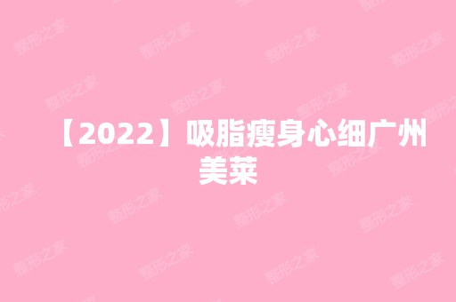 【2024】吸脂瘦身心细广州美莱