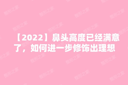 【2024】鼻头高度已经满意了，如何进一步修饰出理想的鼻头形状？附价格表