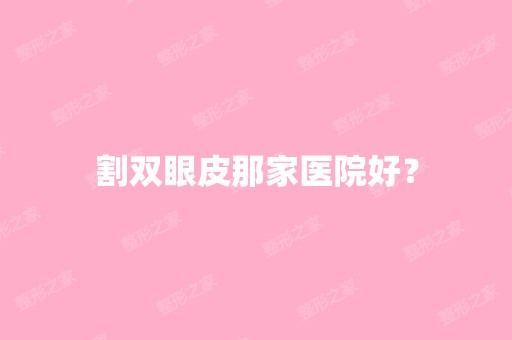 割双眼皮那家医院好？