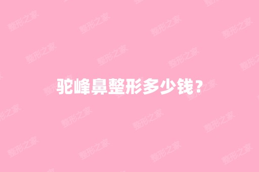 驼峰鼻整形多少钱？