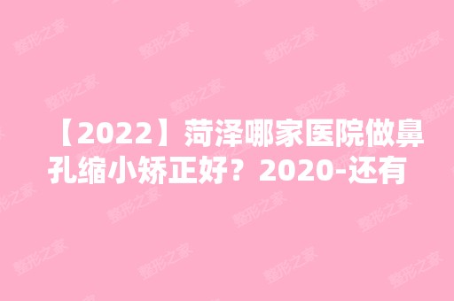 【2024】菏泽哪家医院做鼻孔缩小矫正好？2024-还有整鼻孔缩小矫正价格案例参考哦!！