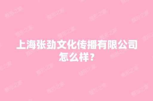 上海张劲文化传播有限公司怎么样？