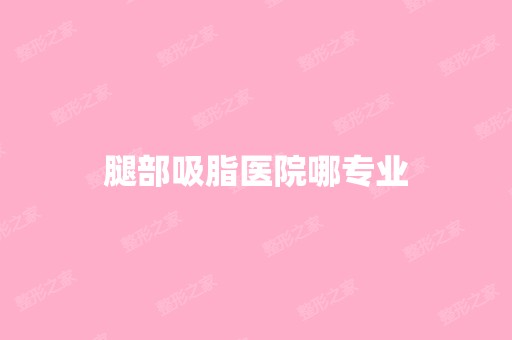 腿部吸脂医院哪专业