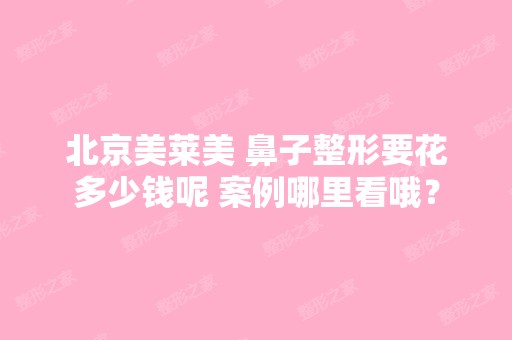 北京美莱美 鼻子整形要花多少钱呢 案例哪里看哦？