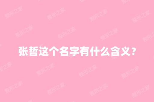 张哲这个名字有什么含义？