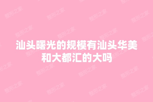 汕头曙光的规模有汕头华美和大都汇的大吗