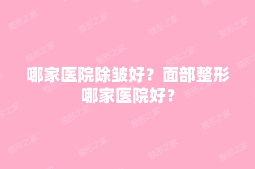 哪家医院除皱好？面部整形哪家医院好？