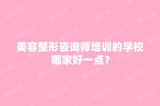 美容整形咨询师培训的学校哪家好一点？