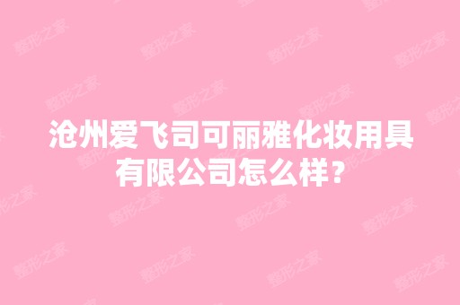 沧州爱飞司可丽雅化妆用具有限公司怎么样？