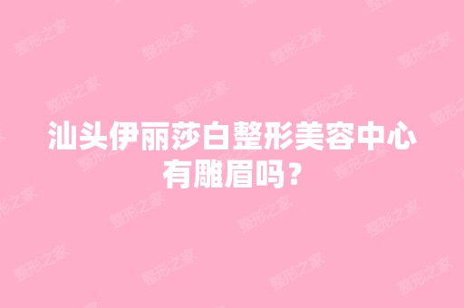 汕头伊丽莎白整形美容中心有雕眉吗？