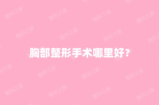 胸部整形手术哪里好？