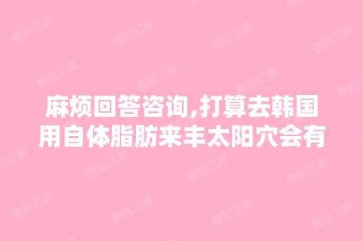 麻烦回答咨询,打算去韩国用自体脂肪来丰太阳穴会有啥样效果？？