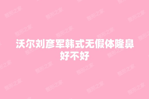 沃尔刘彦军韩式无假体隆鼻好不好